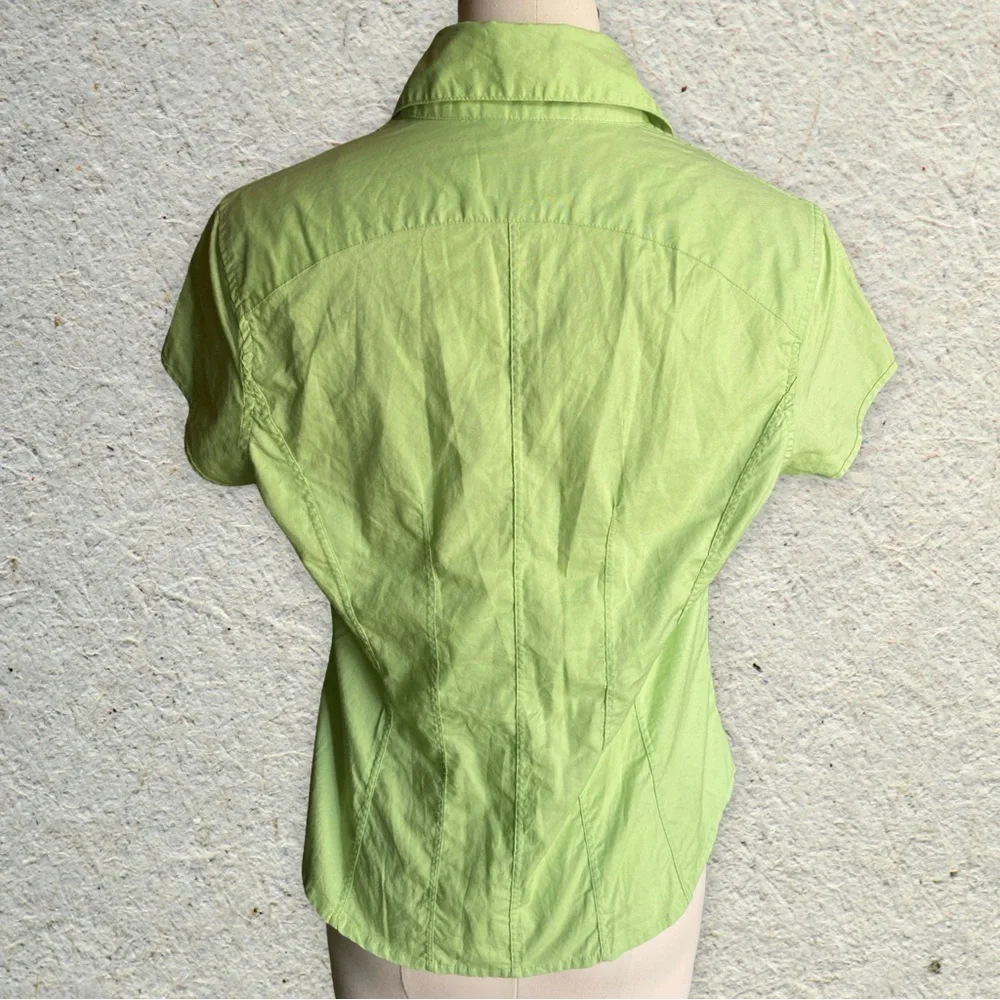 Talbots Light Green Short Sleeve Button Up Top - Picture 4 of 6